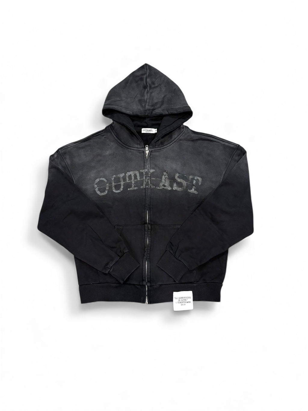 "SIXTEEN FOURTEEN" FADED BLACK ZIP HOODIE