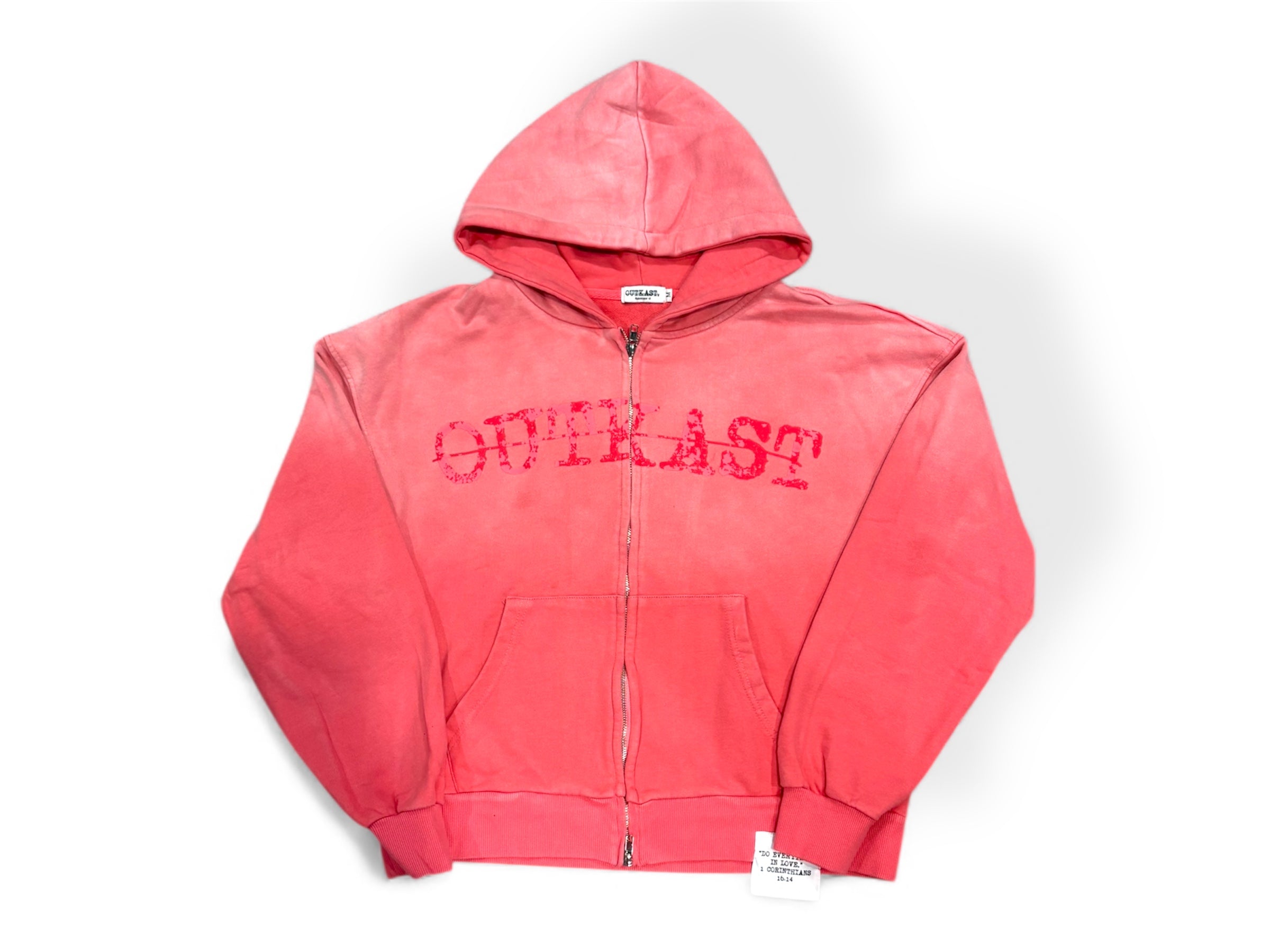 "SIXTEEN FOURTEEN" FADED PINK ZIP HOODIE