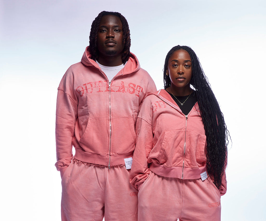 "SIXTEEN FOURTEEN" FADED PINK ZIP HOODIE