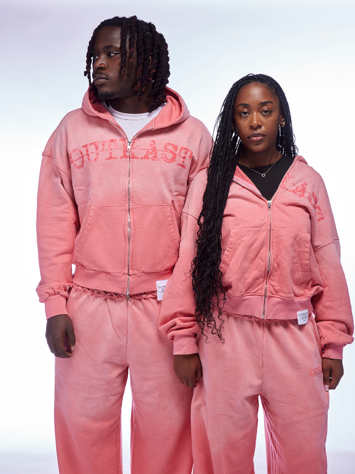 "SIXTEEN FOURTEEN" FADED PINK ZIP HOODIE