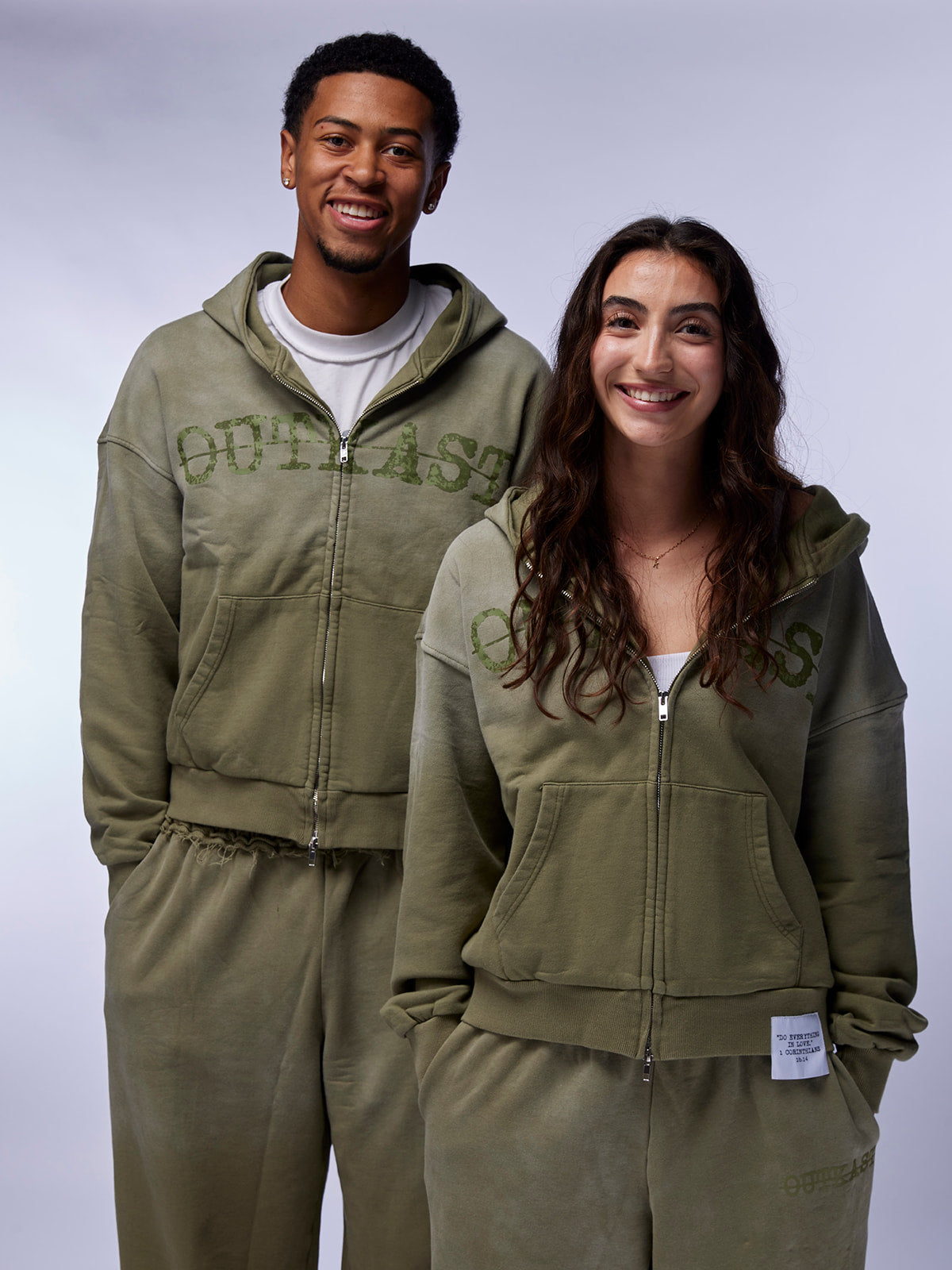 "SIXTEEN FOURTEEN" FADED GREEN ZIP HOODIE